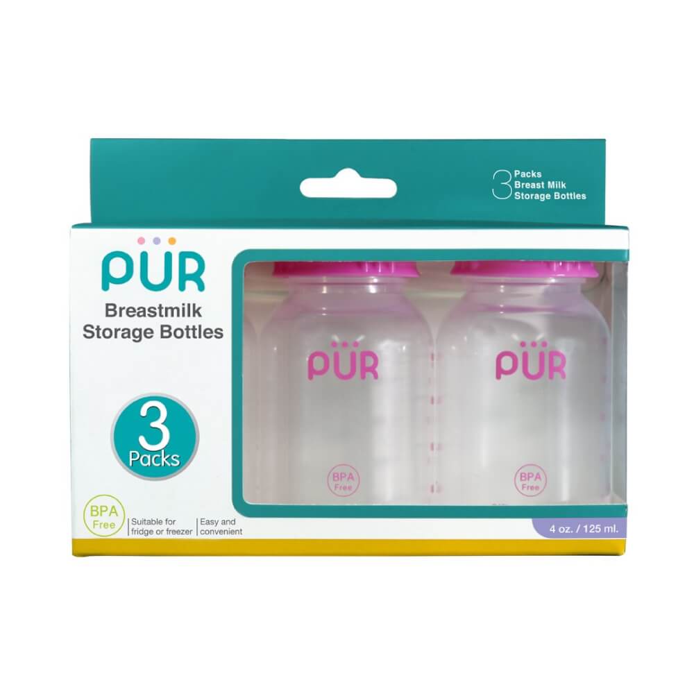 ขวดเก็บน้ำนม PUR สีชมพู (แพ็ค 3)